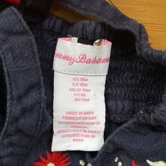 Tommy Bahama hat and romper set with embroidery and bow detail. EUC. 18M - Picture 3 of 3